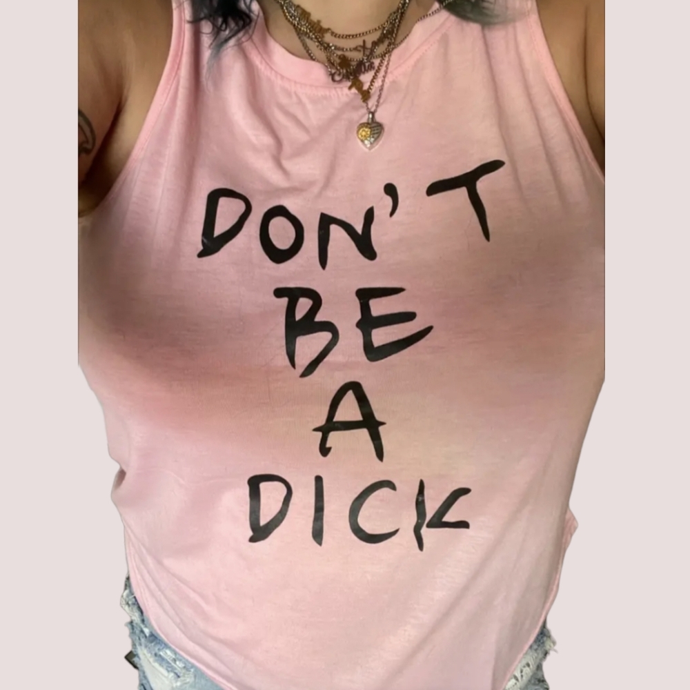 🦄🪩Last One🪩 Don't Be A D..k Pink Graphic Tank Top - Picture 3 of 6